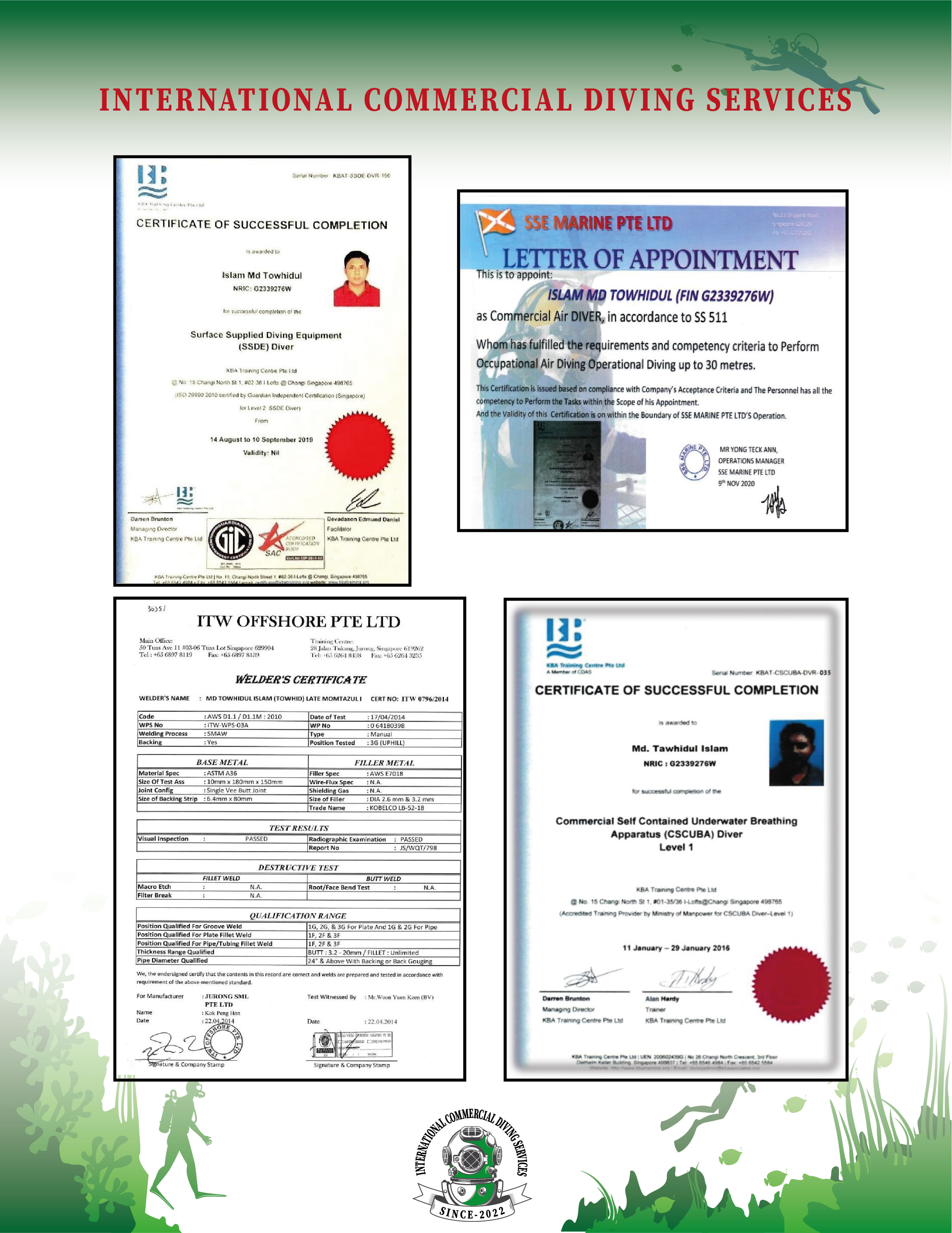 Professional Diving Certifications