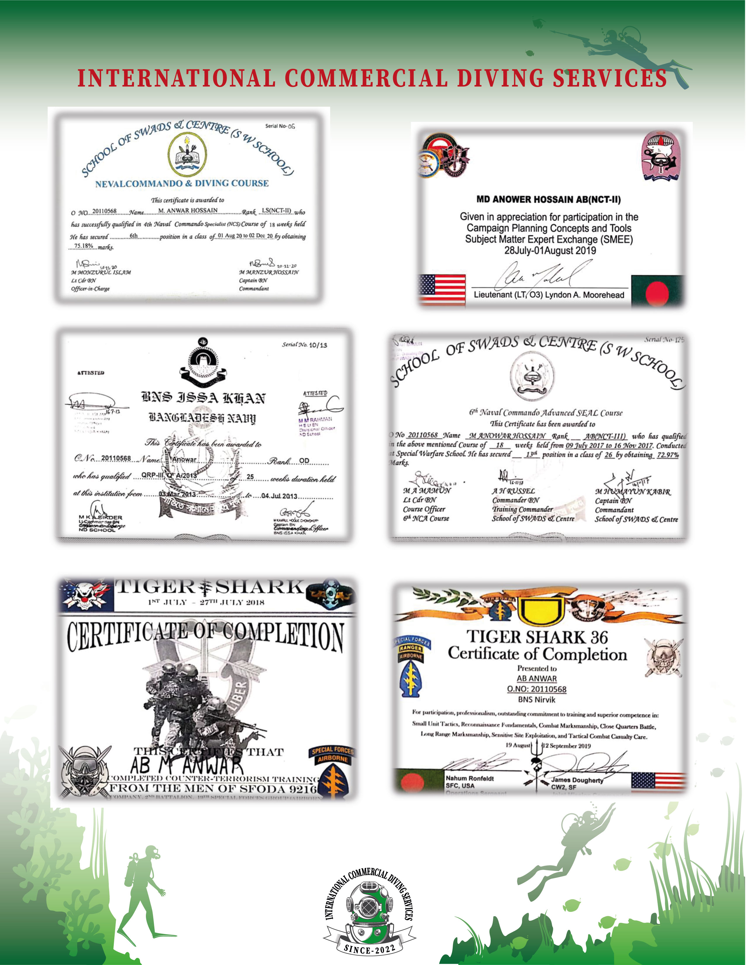Naval & Military Training Certificates